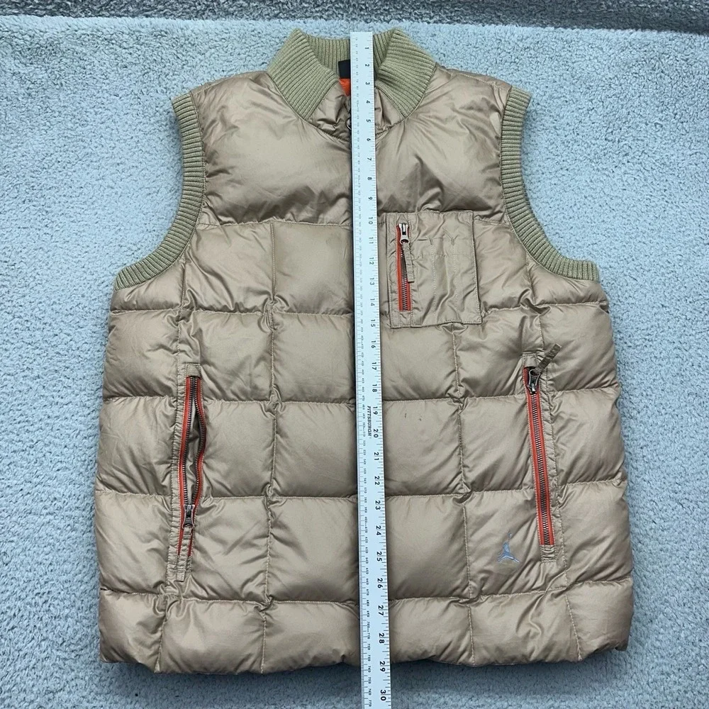 Nike Air Jordan 436554-235 Mens Large Tan Quilted Full-Zip 550 Down Puffer‎ Vest